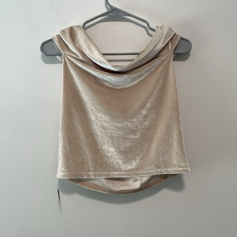 Reformation Beige Twisted Off-Shoulder Ruched Top NWT - Picture 4 of 7